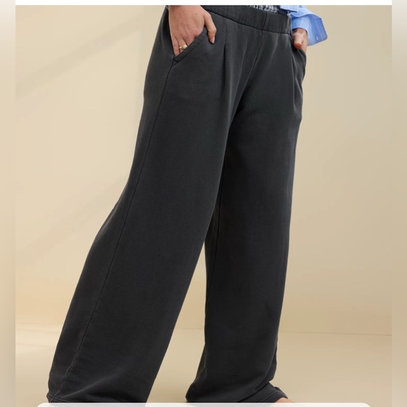 aerie Pants - Aerie | cozy new heights fleece trouser | smoked grey | wide leg | L